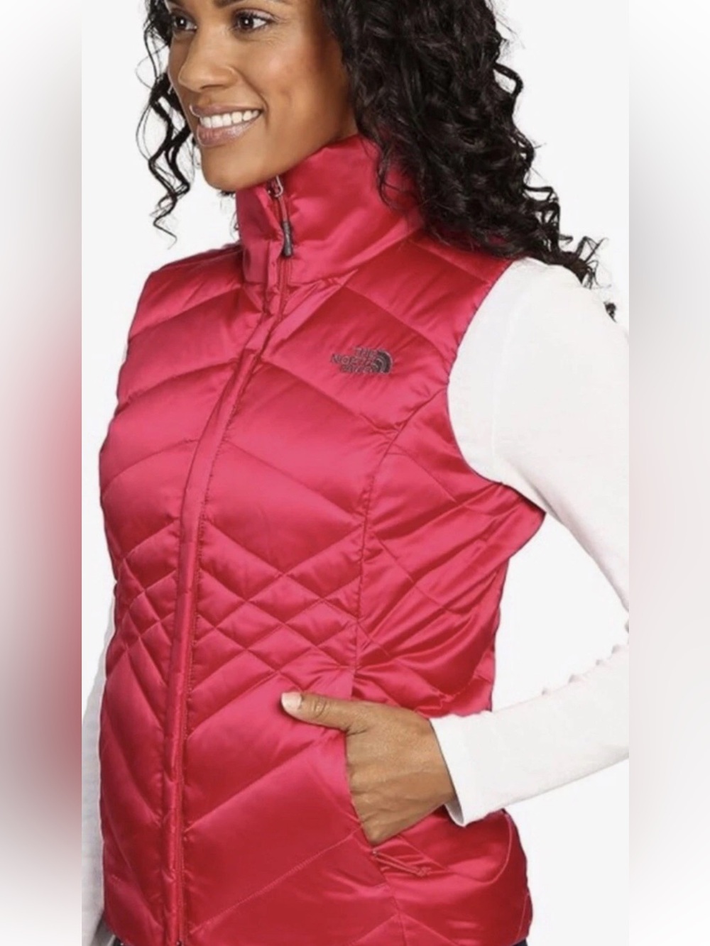 THE NORTH FACE Women's Aconcagua 550 Goose Down Puffer Vest Fuchsia Pink S EUC